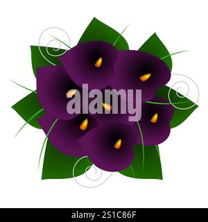 Bouquet of calla lilies on a white background. Stock Vector