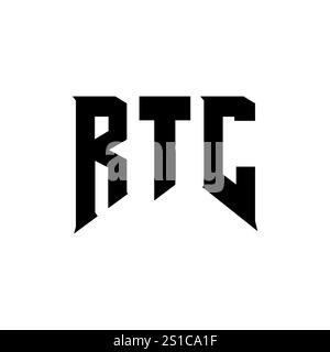 RTC letter logo design for technology company. RTC logo design black and white color combination. RTC logo, RTC vector, RTC design, RTC icon, RTC alph Stock Vector