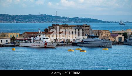 Guardia Costiera Ship in Messina Italy Stock Photo