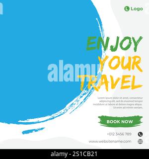 Travel social media post banner template Stock Vector