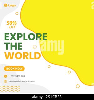 Travel social media post banner template Stock Vector