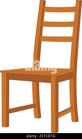 Vector of a kitchen chair on white. Comfortable wooden chair over white. Stock Vector