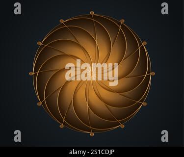 Gold Luxury Sacred Mandala template. Flower round design element isolated on black background. Circle pattern in golden color. Vector illustration Stock Vector
