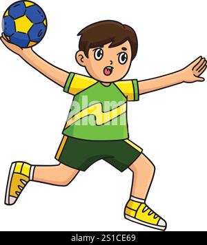 Jump Shot Coloring Handball Player doing a Jump Shot Coloring Page Stock Vector Image ...