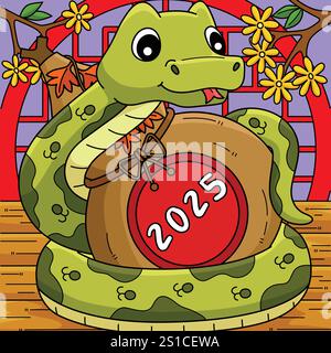 Year of the Snake Holding a Gourd 2025 Clipart Stock Vector Image & Art ...