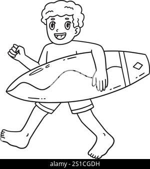 Surfing Boy Isolated Coloring Page for Kids Stock Vector Image & Art ...