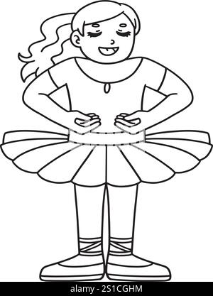Ballerina in the First Position Coloring Page Stock Vector Image & Art