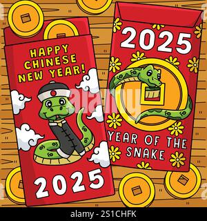 Year of the Snake Ang Pao Cartoon Colored Clipart Stock Vector Image ...