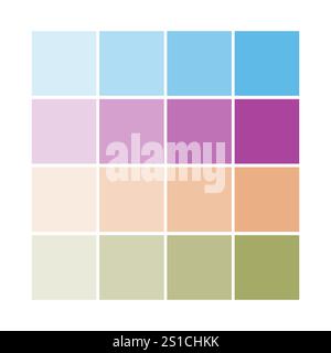 Color palette blocks. Gradient tone squares. Multicolor palette design. Bright vector illustration. Stock Vector