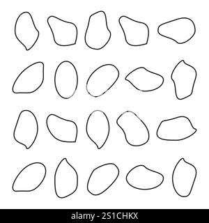 Abstract shapes set. Irregular graphic elements. Modern outline symbols. Vector illustration. Stock Vector