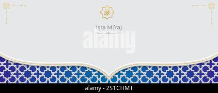 islamic background with white, gold and blue color for isra miraj, ramadan kareem, eid mubarak, muharram. Stock Vector