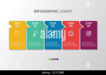 Presentation business infographic template with 5 options. Vector illustration. Stock Vector