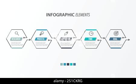 Presentation business infographic template with 5 options Stock Vector