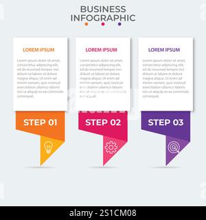Timeline infographic design element and number options. Business concept with 3 steps. Can be used for workflow layout, diagram, annual report, web Stock Vector