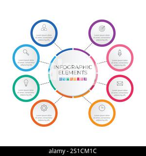 Presentation business infographic template with 8 options. Vector illustration. Stock Vector