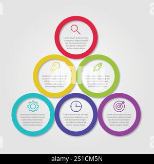 Presentation business infographic template with 6 options Stock Vector