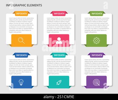 Presentation business infographic template with 6 options Stock Vector
