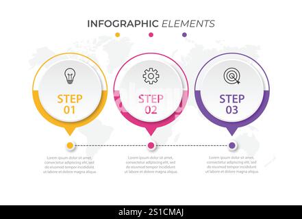 Timeline infographic design element and number options. Business concept with 3 steps. Can be used for workflow layout, diagram, annual report, web Stock Vector