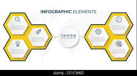 Presentation business infographic template with 6 options Stock Vector