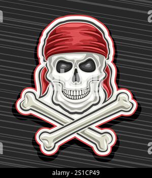 Pirate skull, red bandana and bones vector illustration Stock Vector ...