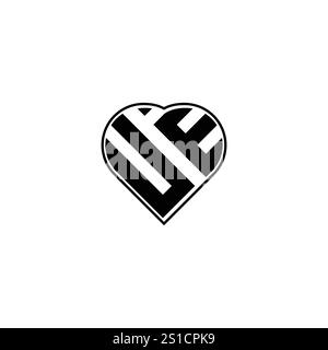 Heart Letter UE Logo - Initial Monogram Template for Alphabet U and E Stock Vector