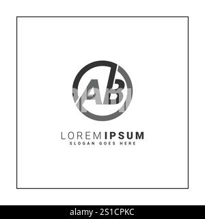 AB Vector Logo Template - Simple Icon for Initial Letter A and B Monogram Stock Vector