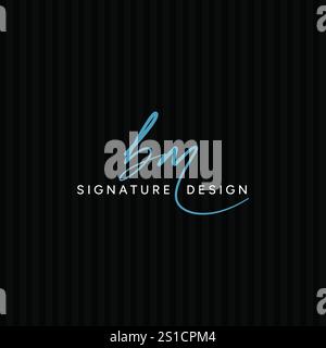 Handwritten Signature logo for Initial Letter BM - Vector Logo Template for Alphabet B and M Stock Vector