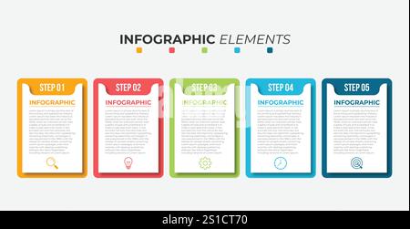 Presentation business infographic template with 5 options Stock Vector