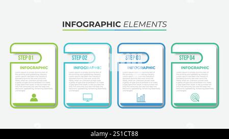 Business infographic design template with 4 options, steps or processes. Can be used for workflow layout, diagram, annual report, web design Stock Vector