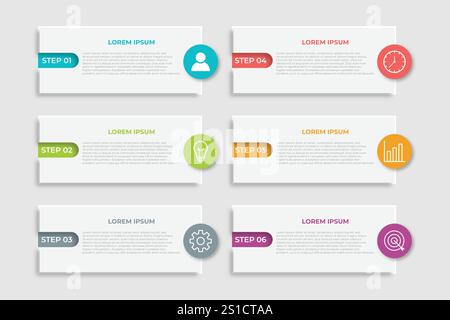 Presentation business infographic template with 6 options Stock Vector