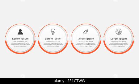 Business infographic design template with 4 options, steps or processes. Can be used for workflow layout, diagram, annual report, web design Stock Vector