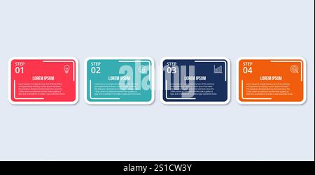Business infographic design template with 4 options, steps or processes. Can be used for workflow layout, diagram, annual report, web design Stock Vector