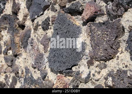 rustic stone wall in Etna Park, Sicily, Italy Stock Photo