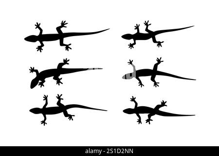 set of asian house lizard silhouette shape vector Stock Vector