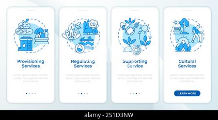 Ecosystem services blue onboarding mobile app screen Stock Vector