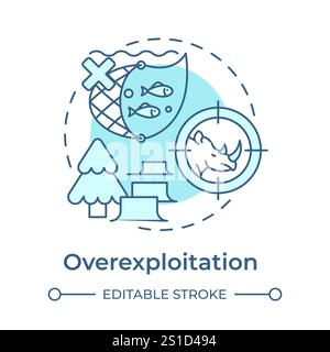 Overexploitation soft blue concept icon Stock Vector