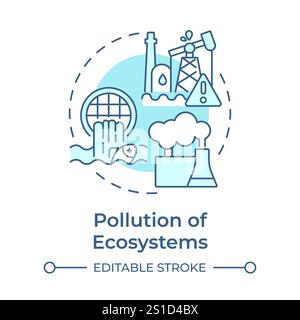 Pollution of ecosystem soft blue concept icon Stock Vector