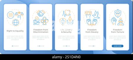 Social equality freedom app onboarding screens Stock Vector