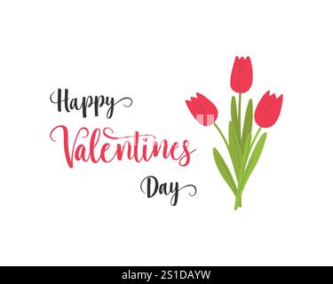 Bouquet of red tulips. Red tulips isolated on white background. Drawing ...