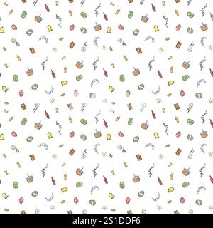 Seamless Easter pattern. Doodle vector easter hand drawn background Stock Photo