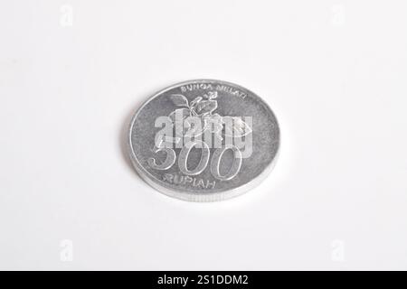 Indonesian rupiah coin isolated on white background. 500 rupiah coin Indonesia Stock Photo