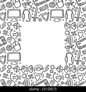 Gaming frame. Hand drawn gaming background with place for text Stock Photo