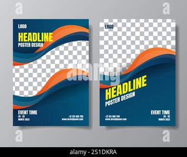 Business Flyer Poster Design Set. Layout Template, Abstract Background, invitation Card, presentation, leaflet, Booklet, annual Report, cover brochure Stock Vector