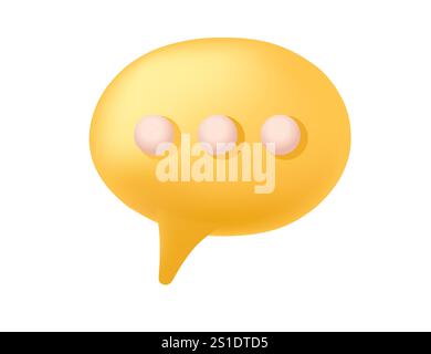 Yellow speech bubble with three dots, ideal for conversation, thinking, or messaging. Perfect for social media, communication, and chat-related design Stock Vector