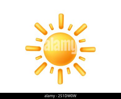 Bright sun icon with rays, perfect for summer themes, weather apps, and warm, sunny projects. Adds a cheerful, vibrant touch to designs. Vector illust Stock Vector