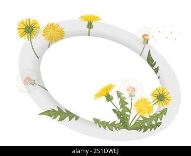 White background with a yellow flower in the center. The flowers are in a circle. Vector illustration isolated on white background Stock Vector