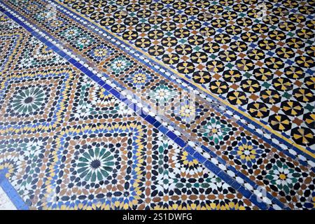 mosaic tile moroccan arablic islamic design dar el bacha museum marrakesh, morocco Stock Photo
