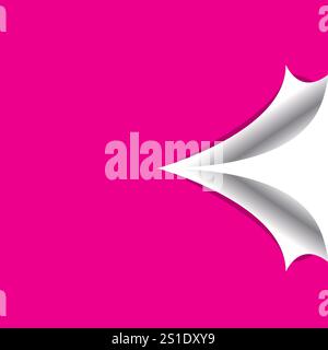 Torn in the middle and curled page with pink color Stock Vector