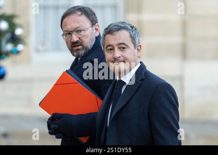 France's Minister of Justice Gerald Darmanin leaves after the weekly ...