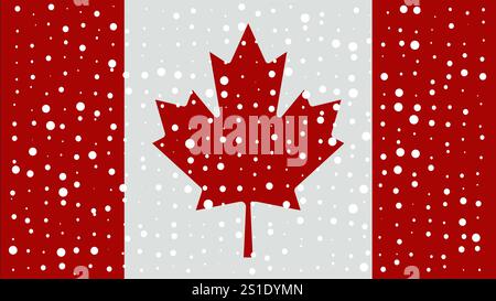Canada flag with snow rain background wallpaper Stock Vector